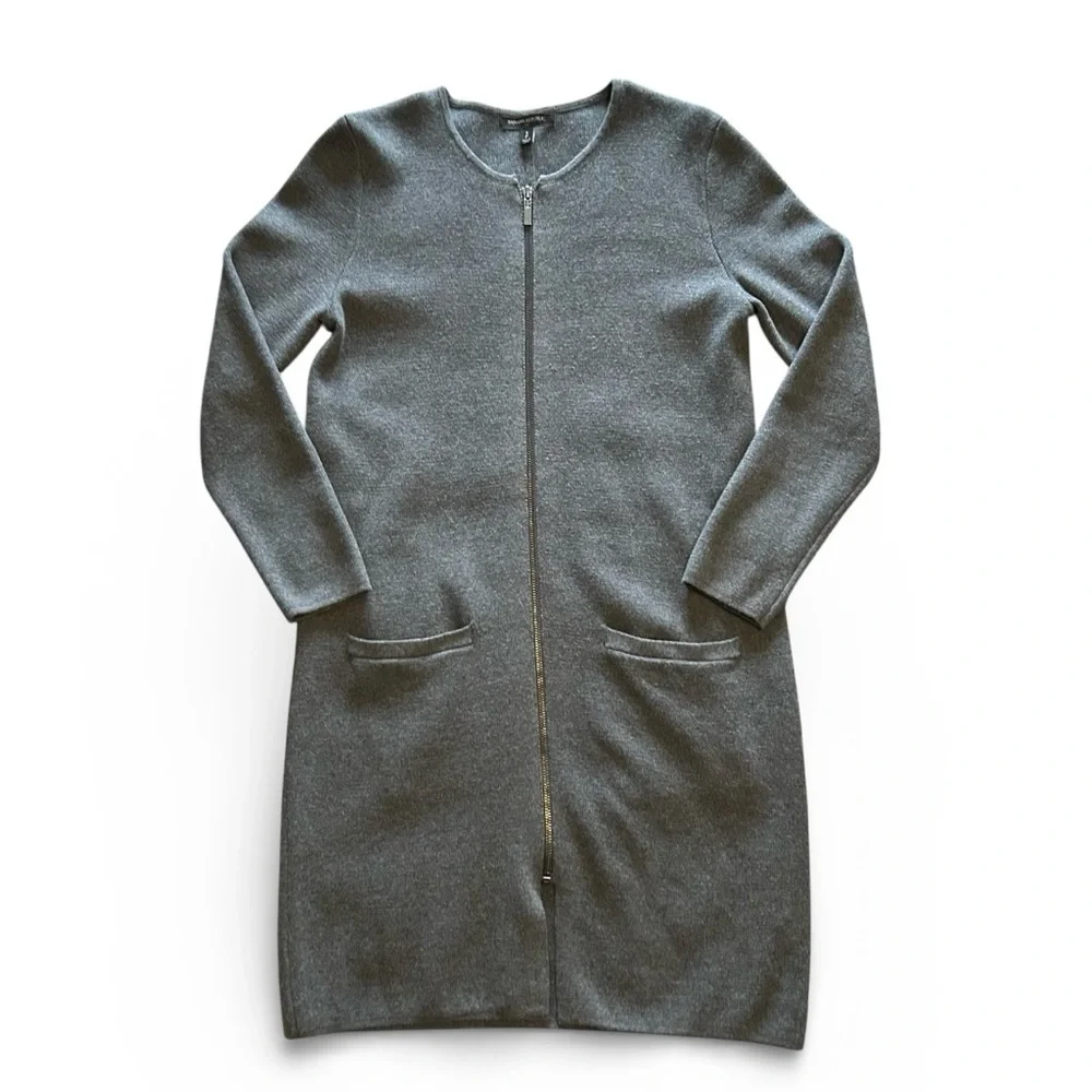 Banana Republic Charcoal Grey Full-Zip Longline Cardigan Small Classiccore - Picture 2 of 12
